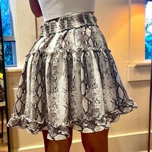 Boho ruffled anima print skirt built in shorts